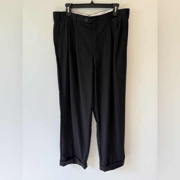 Brioni Cannes Black 100% Wool super 140’s pleated Dress Pants 36”R Inseam 26” - Picture 1 of 11